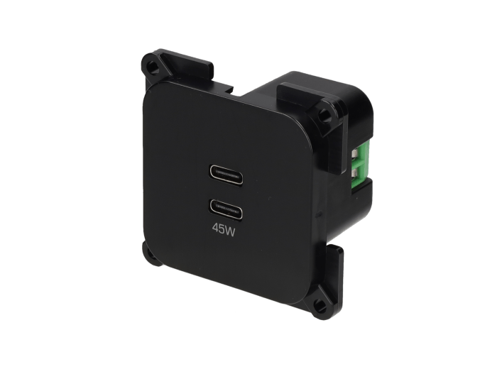 C-line 2 ports USB-C Carré - Noir - Blister 