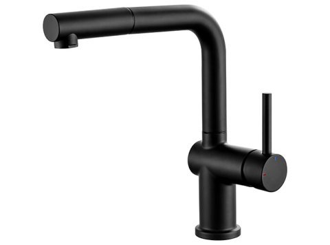 Mitigeur carré avec douchette extractible + cartouche C3 - Noir